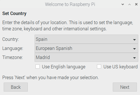 set country raspbian